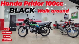 Honda Pridor 100cc 2024model Black walk around  price and specification Honda Pakistan [upl. by Sik818]