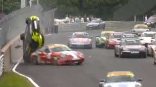 Porsche Club Motorsport GB 2024  Oulton Park Race 1  Big Airborne Start Crash [upl. by Aicirtak]