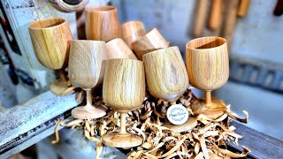 Crafting Elegance Turning Oak Wood into Exquisite Goblets  Woodturning Masterclass [upl. by Adelle]