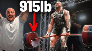 Worlds Strongest Man Attends Local Deadlift Competition  915lb DEADLIFT [upl. by Lehcem]