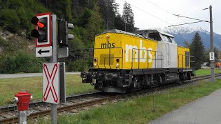 MBS Montafonerbahn Ost V100 203 159 in Vandans dann Begegnung m VMOBIL in St Anton im Montafon [upl. by Novyat]