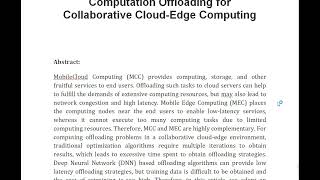 MEDIA An Incremental DNN Based Computation Offloading for Collaborative Cloud Edge Computing [upl. by Ahtnahc]