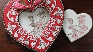 How to RubberStamp and Dust a Heart Cookie aka Insert for 3D Heart Box Lid [upl. by Giguere945]