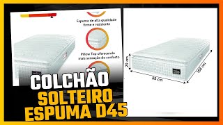 COLCHÃO SOLTEIRO ESPUMA D45 LAZIO PILLOW TOP 88X188X29CM BRANCO HELLEN  SUPORTA ATÉ 120KG [upl. by Tlevesor602]