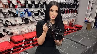 Rose Reviews Pleaser ADORE709LS Black Shiny 7 Inch High Heel Platform Shoes With Unboxing [upl. by Karlie]