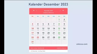 Kalender Bulan Desember 2023 Lengkap [upl. by Mandie]