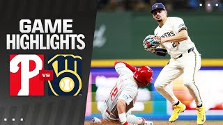 Phillies vs Brewers Game Highlights 91824  MLB Highlights [upl. by Nnire657]