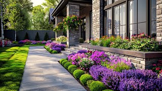 Designing Elegant Flower Beds for Front Yard Landscapes  Front Yard Flower Beds [upl. by Heathcote]