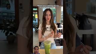 When her sibling drinks her straw coffee starbucks funny comedy [upl. by Peednus]