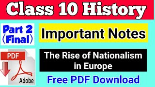 Part 2  The Rise of Nationalism in Europe PDF Notes Chapter 1 History Class 10 CBSE Explanation [upl. by Asilef]