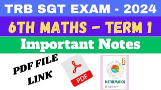 6th maths important points  TRB SGT Exam 2024  Term 1  What is What questions [upl. by Lunnete688]