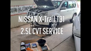 NISSAN XTRAIL T31 25L CVT SERVICE INCLUDING FILTER REPLACEMENT AND MAGNET CLEANING WITH GASKET [upl. by Wrennie]