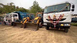 TATA 3530 Tipper bs6 first time work Loading Mud new jcb 3dx TATA 2518 Tipper [upl. by Airetahs]