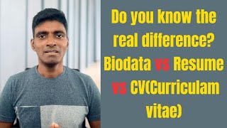 Biodata vs Resume vs CVCurriculam vitae Whats the difference softwarelyf [upl. by Costin]