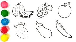 How to Draw Fruits amp Vegetables easy Drawing easy step by step  easy and cute Drawing for kids LIVE [upl. by Nyliret958]