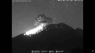 March 29 2022  Explosion  Popocatepetl Volcano Mexico  2022 CST [upl. by Anaehr]