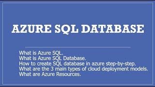 Azure SQL Database Managed Cloud Database Service  What is the Azure SQL  Azure SQL Database [upl. by Arden]