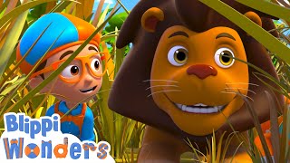 Blippi Learns about Lions  Blippi Wonders  Kids Cartoons  Party Playtime [upl. by Rusert]