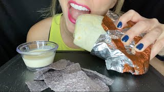 ASMR PANCHEROS STEAK BURRITO CHIPS amp QUESO no talking eating sounds  kakesASMR [upl. by Nylodnewg]