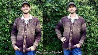 Easy Crochet Cardigan Sweater For Man or Woman  Beginner crochet cardigan Tutorial [upl. by Aivatnuhs]