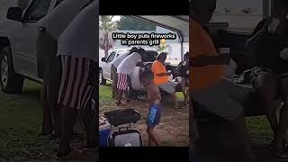 Little boy puts fireworks in parents grill [upl. by Manville]