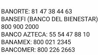 TELÉFONOS CHECA TU SALDO BANCOMER BANAMEX BANORTE BANSEFI Y MÁS [upl. by Tennos958]