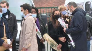 France Local residents and parents pay tribute to the murdered teacher  AFP [upl. by Nugent17]