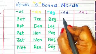 Vowel Sound। E Sound Words। Short E Words। Rhyming Words। Phonics। Spelling Words। Basic English [upl. by Cummine]