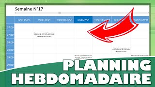 Comment créer un Planning Hebdomadaire avec Excel [upl. by Sackey334]