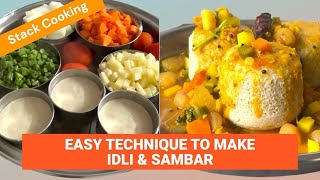 Millet Idli and Veggie Sambar Made Easy in Stack Cooking Style  One Pot Idli amp Sambar [upl. by Inavoig]