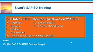 SAP ECC or S4HANA WRICEF objects Interview Questions  Sivans SAP SD Training [upl. by Adnalohs733]