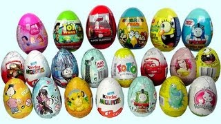 21 Surprise Eggs Kinder Surprise Cars 2 Thomas Spongebob Disney Pixar [upl. by Rockefeller]