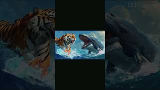 Tiger 🐅 vs Blue whale 🐋 who won this fight 😯 youtubeshorts viralvideo animals [upl. by Eanaj]