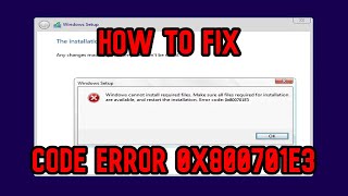 SOLVED Error Code 0x800701E3 Windows Cannot Install Required Files Windows 8 10  11 CodeProblem [upl. by Auqinot]