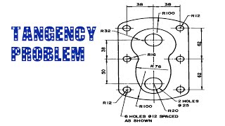 TANGENCY PROBLEM 12  Tangency  Tangency problems  Engineering drawing  Technical drawing [upl. by Oribel]