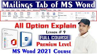 Complete use of Mailing Tab of MS Word 2021  Complete MS Word 2021 Course in Hindi [upl. by Corb]