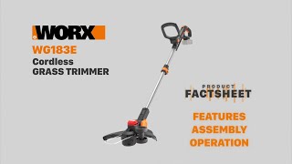 Worx WG183E Cordless Grass Trimmer  Factsheet  WORX UK [upl. by Ennayd442]