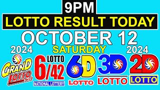 9pm Lotto Result Today October 12 2024 PCSO [upl. by Initof]