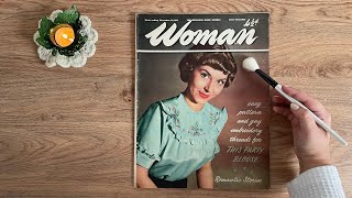 🍂 ASMR  1950s Vintage Magazine Flip Through  whispering tracing brushing 🍂 [upl. by Patrice]