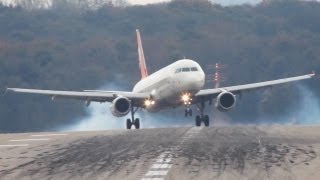 Crosswind Landings at Düsseldorf Boeing 777 A330 A320 B737 MD82 HD [upl. by Ivonne]