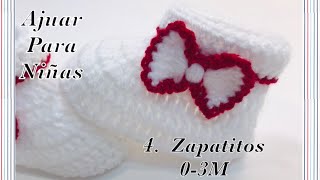 Ajuar para bebé Como tejer Zapatitos  Botitas de niñas en gancho paso a paso Crochet for Baby 170 [upl. by Comethuauc]