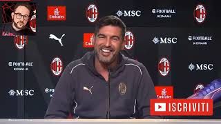 MILAN LECCE CONFERENZA STAMPA DI FONSECA  MORATA IN DUBBIO  ECCO PERCHE  SI CAMBIA MODULO [upl. by Crawley]