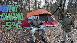 3 Days of Cold Weather Tent Camping  Surviving the Chill in 5° [upl. by Hutchison]