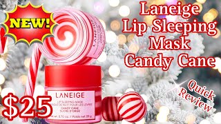 NEW  LANEIGE LIP SLEEPING MASK  CANDY CANE🎄  QUICK REVIEW LANEIGEUS laneigelipsleepingmask [upl. by Hannasus]