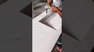 perforando hueco para monomando marmol kitchen granito carpinteria [upl. by Fisa]