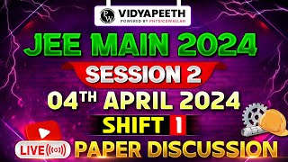 Live Paper Discussion amp Analysis 🔥 JEE MAIN 2024 Session2  04 April Shift 1 [upl. by Blythe370]