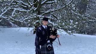 Bagpipes Highland Cathedral in Snowy Scottish Highlands [upl. by Sitoiyanap324]