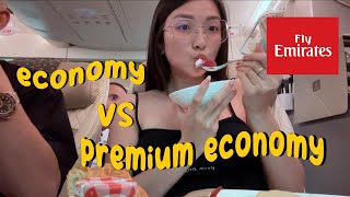 Premium Economy vs Economy Emirates A380 [upl. by Ettennor]