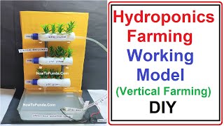 hydroponics farmingagriculture working model vertical  inspire science project  howtofunda [upl. by Ahsinet]