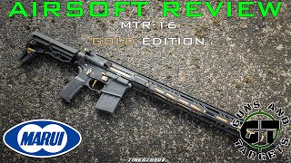 Airsoft Review 44 Tokyo Marui MTR16 Gold Edition MWS ZET System GBBR FR [upl. by Nosreve]